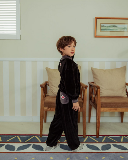 [SET] Black BB Heart Velour Half Neck Jogger