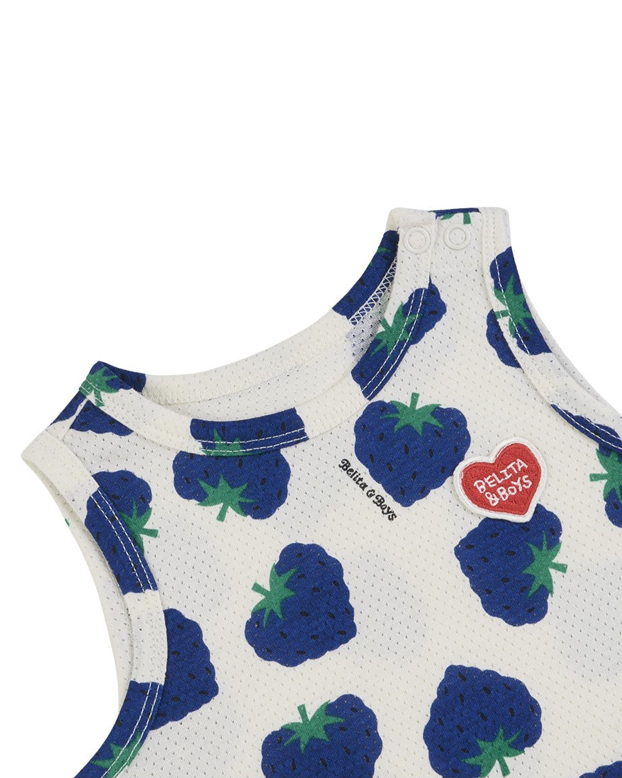 [BABY SET] Blue Berry Pattern Mesh Sleeveless Shorts