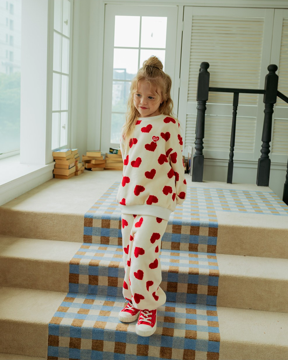 [SET] Red BB Heart Pattern Fleece Jogger