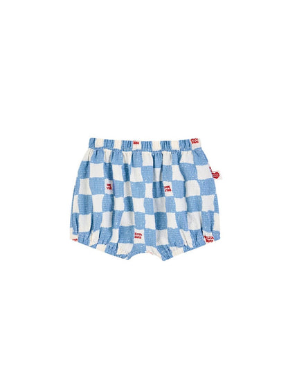 [BABY SET] Light Blue Checkerboard Polysucker Shirt & Shorts