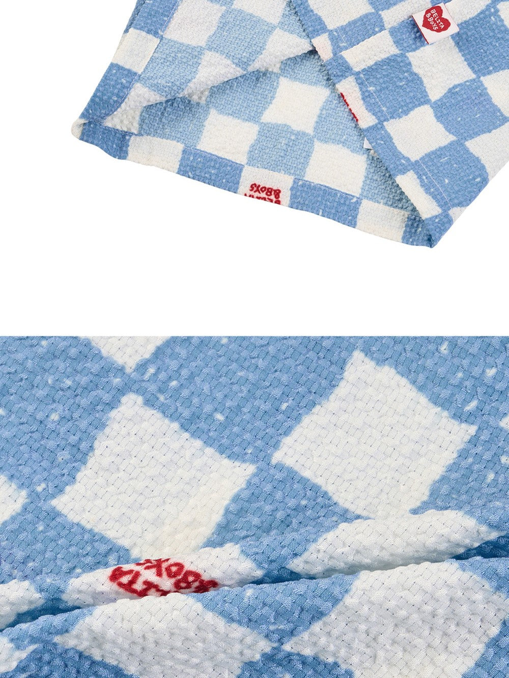 [BABY SET] Light Blue Checkerboard Polysucker Shirt & Shorts