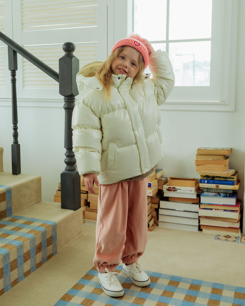 Cream Glossy Duck Down Hooded Jumper