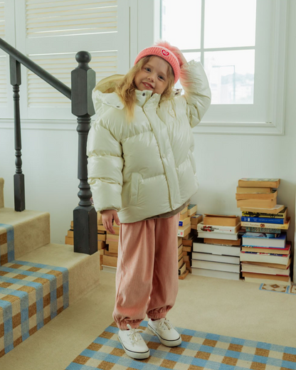 Cream Glossy Duck Down Hooded Jumper