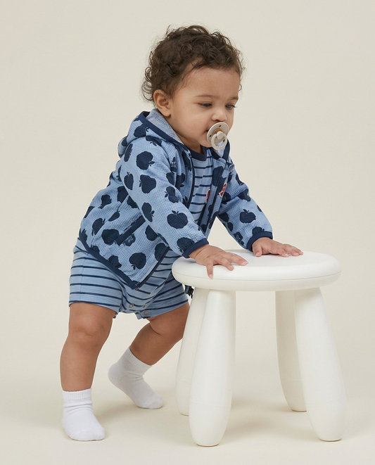 BABY Navy Bubble Apple Pattern Windbreaker