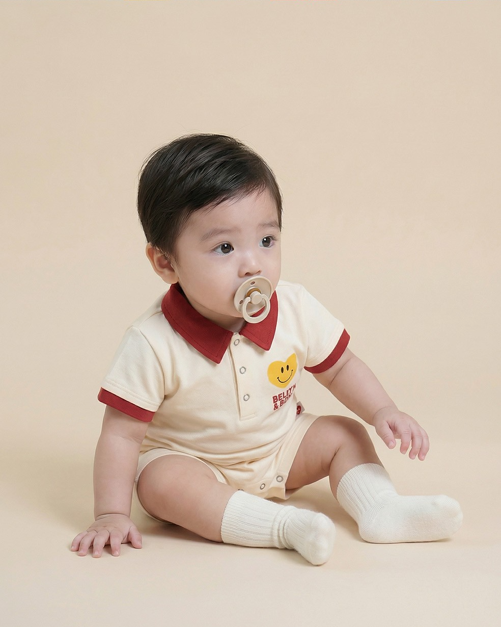 BABY Red Smile Heart Collar Jumpsuit