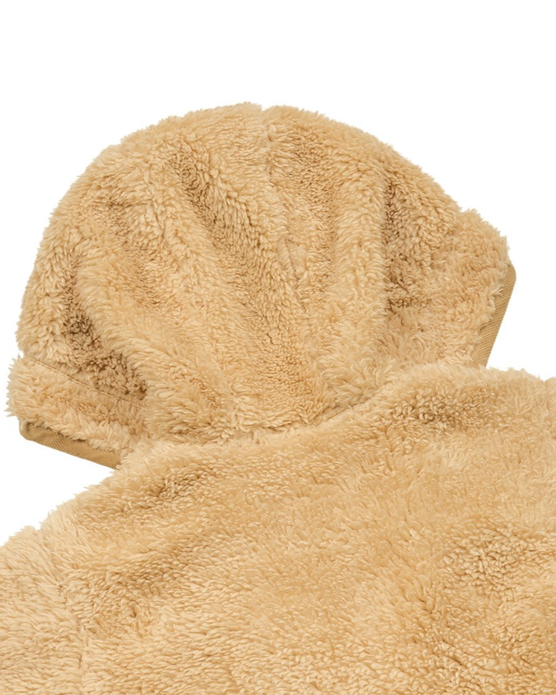 BABY Beige Bear Fur Hooded Jumpsuit