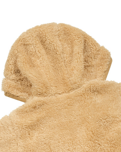 BABY Beige Bear Fur Hooded Jumpsuit