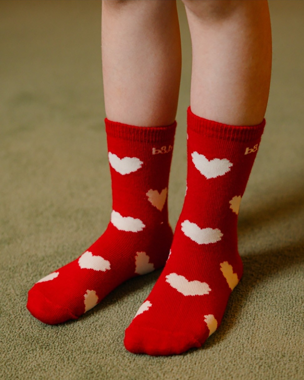 Red Heart Pattern Socks