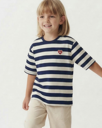 Navy BB Heart Stripe Mid Sleeve