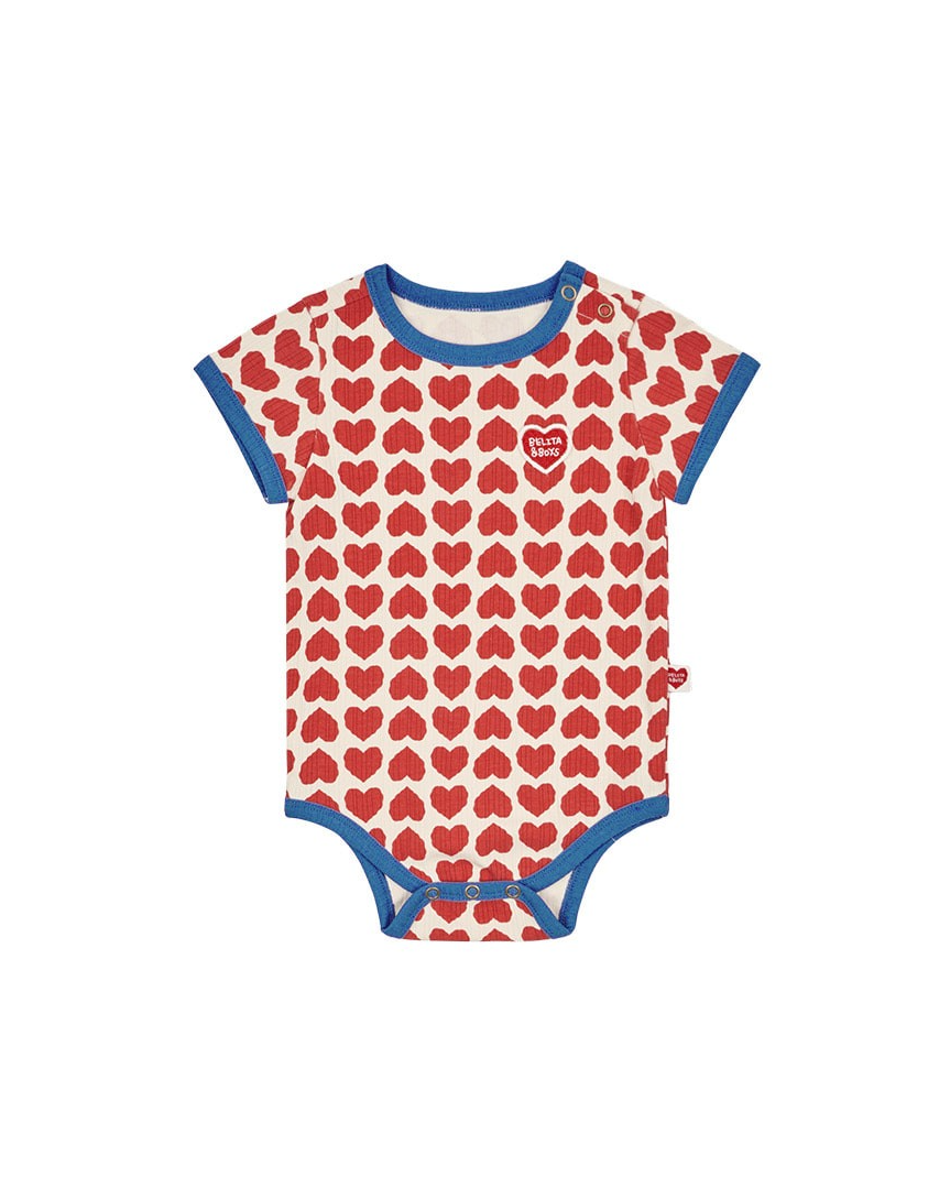 BABY Red BB Heart Pattern Short Bodysuit