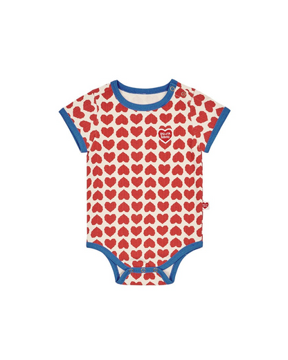 BABY Red BB Heart Pattern Short Bodysuit