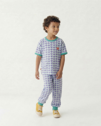 Violet BB Heart Pattern One Mile Short Sleeve