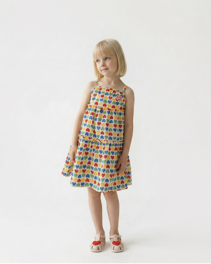 GIRL Cream Rainbow Heart Polysucker Dress