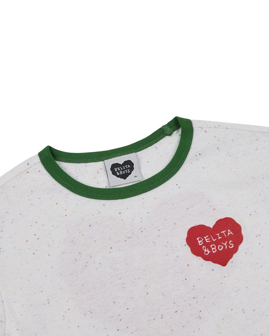 [SET] Ivory BB Heart Rib Trim Shirt & Shorts