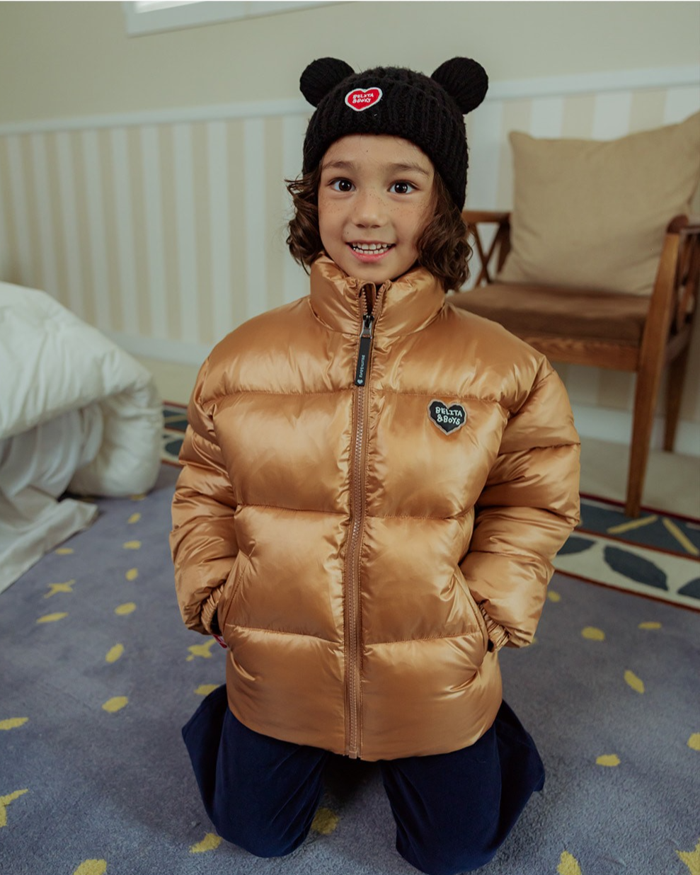 Black BB Heart Bear Beanie