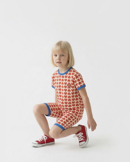 Red BB Heart Pattern One Mile Short Sleeve