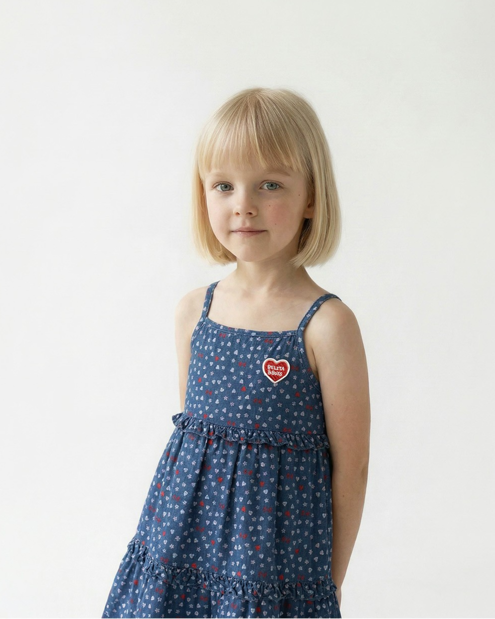 GIRL Blue BB Heart All-Over Denim Dress