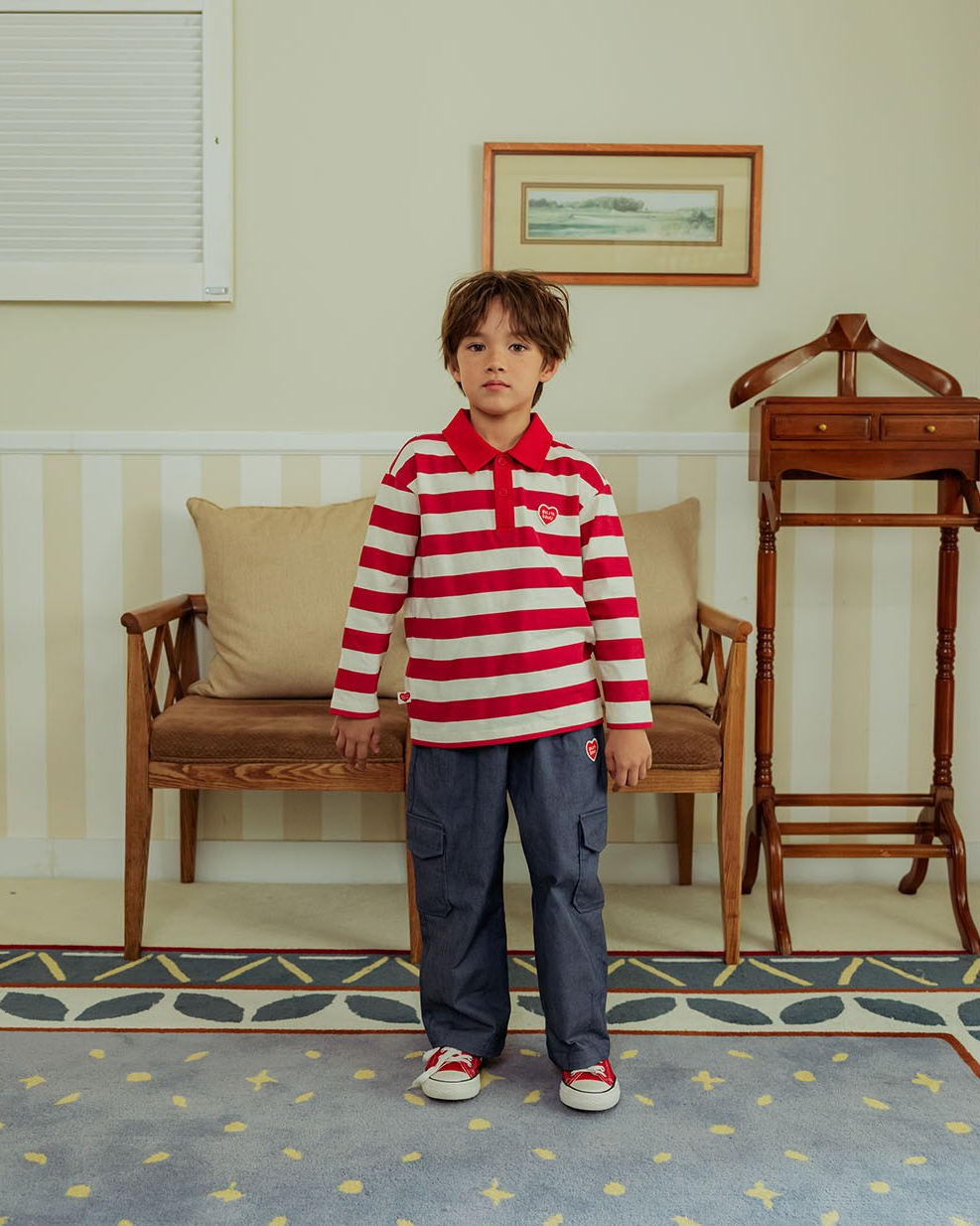 Dark Blue BB Heart Tapered Cargo Pants