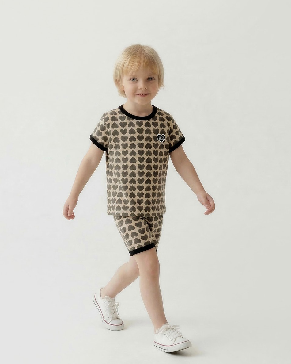 Charcoal BB Heart Pattern One Mile Short Sleeve
