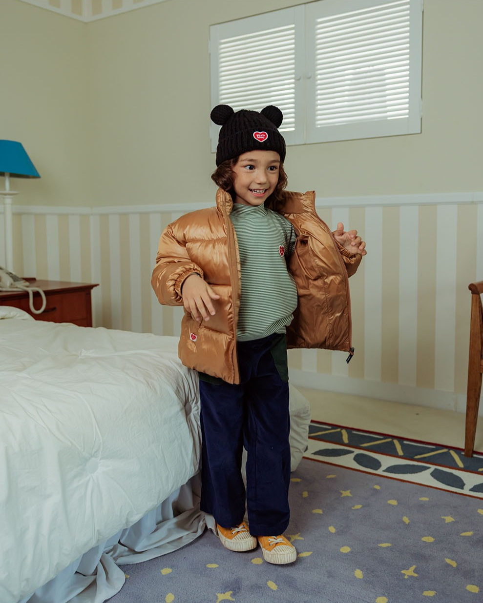 Beige BB Heart Basic Puffer Jumper