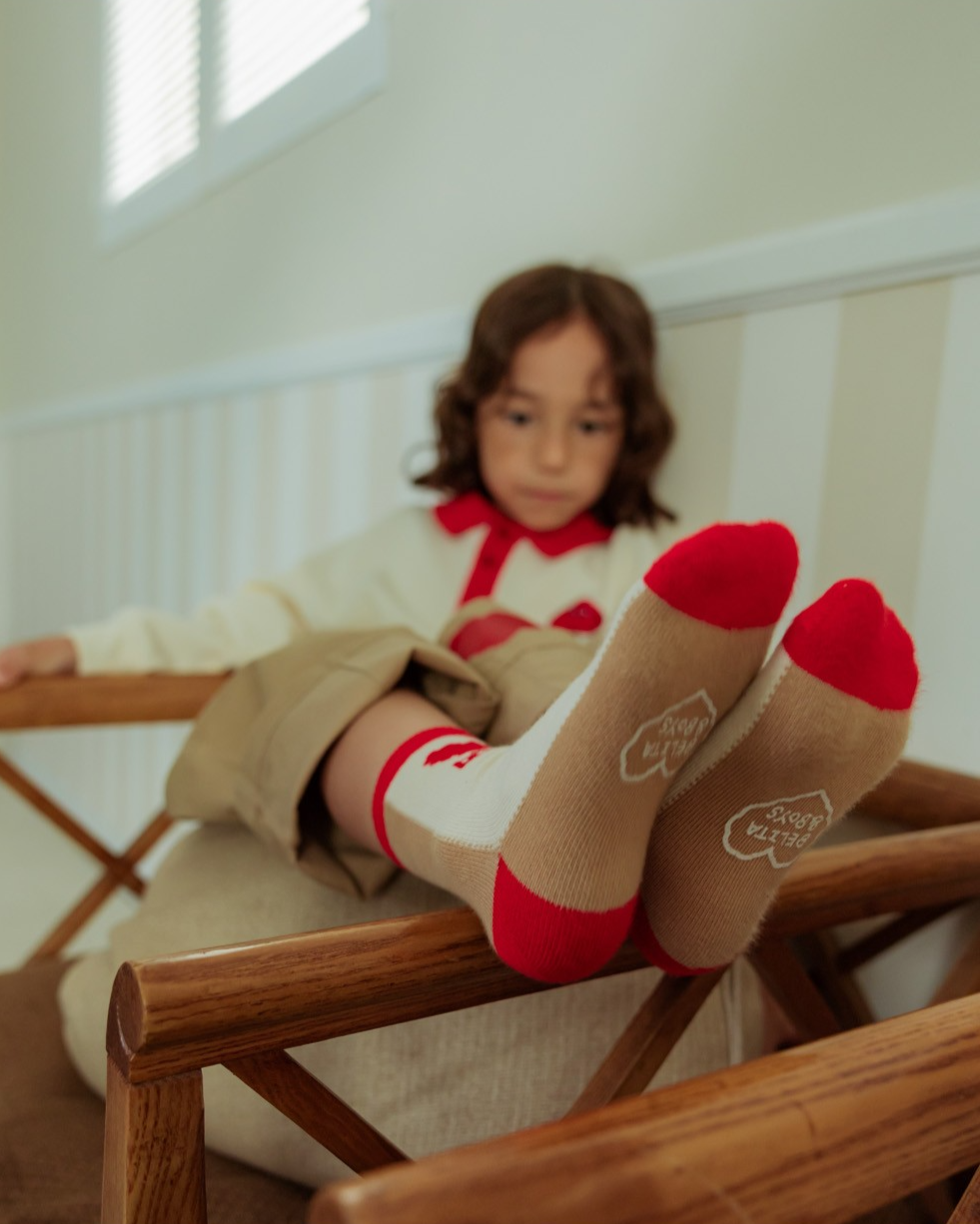 Camel BB Heart Color Block Socks
