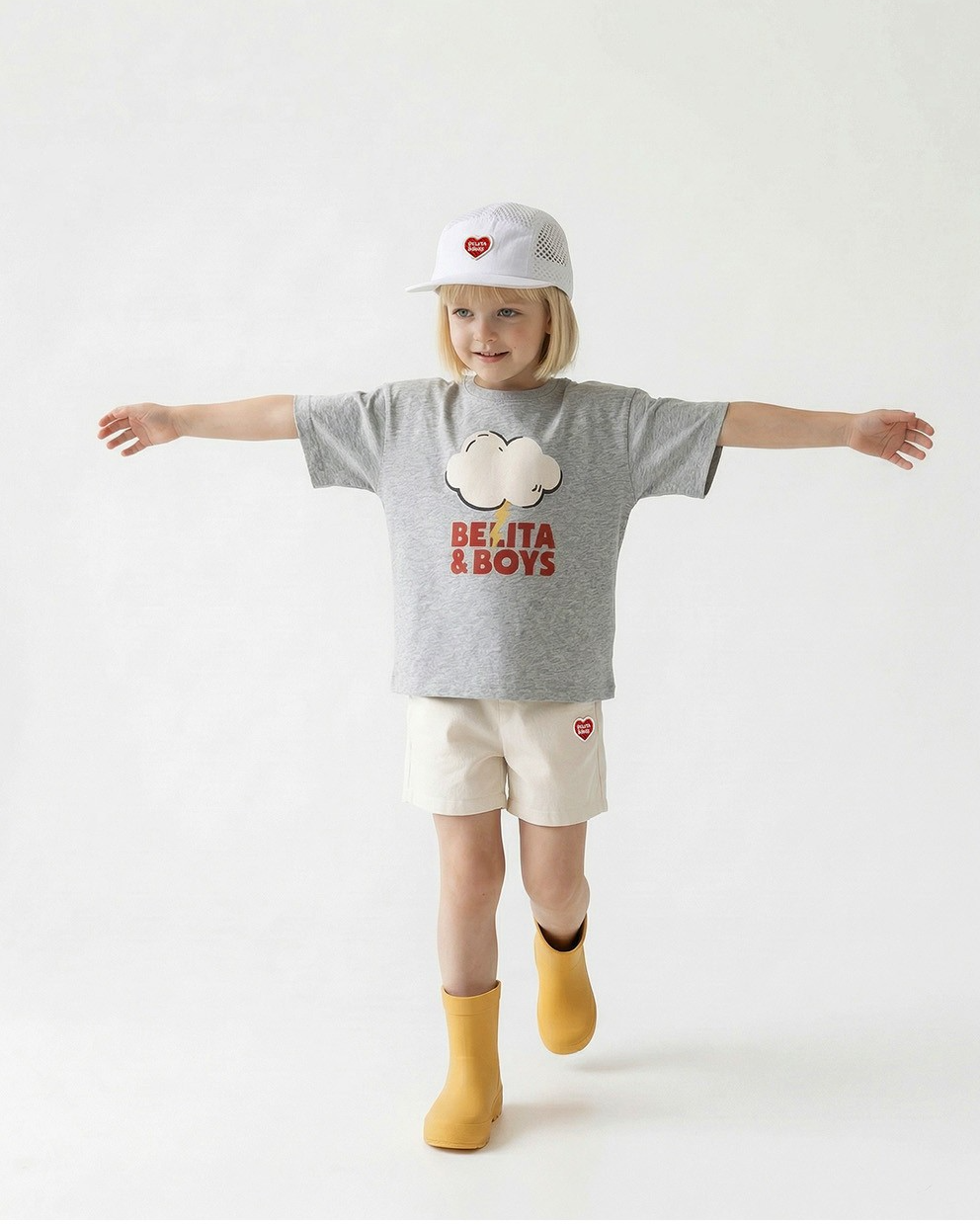 Ivory BB Heart Nylon Shorts