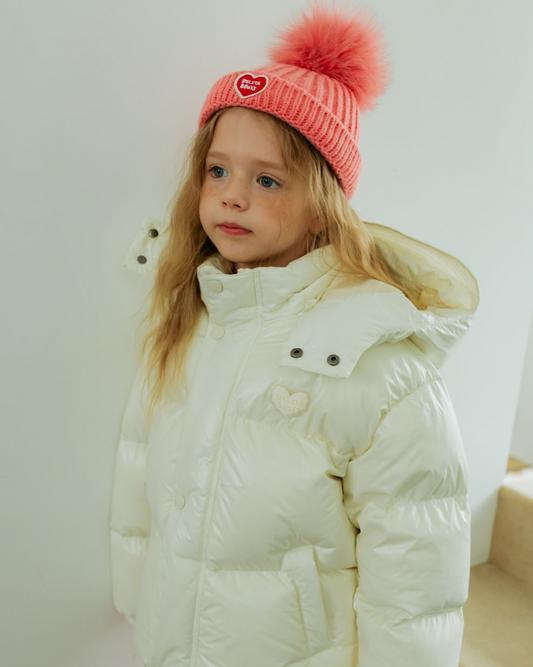 Pink BB Heart Pompom Beanie