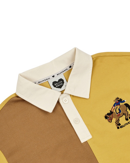 Yellow Cowboy Half Color Block Collar Shirt