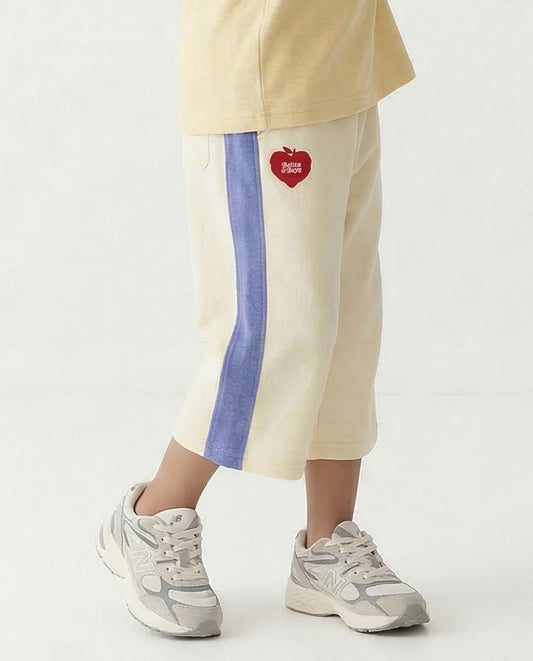 Cream Bubble Apple Terry Crop Pants