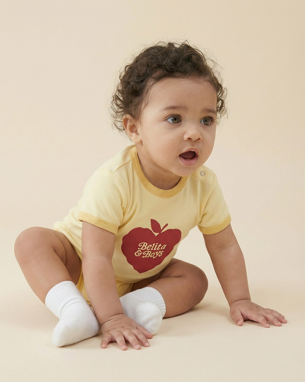 BABY Yellow Bubble Apple Short Jumpsuit