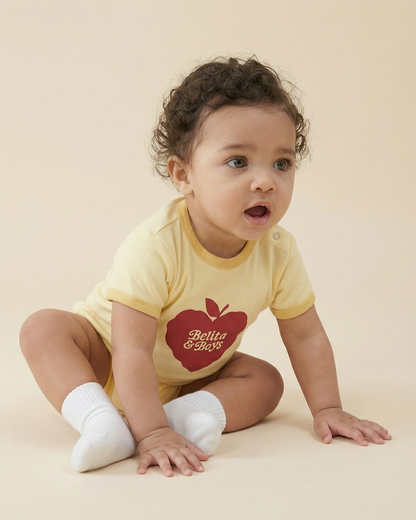 BABY Yellow Bubble Apple Short Jumpsuit