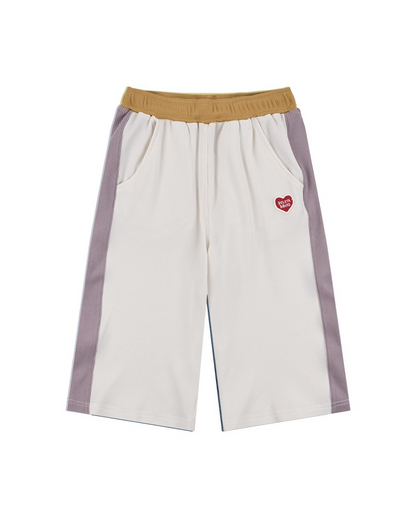 Cream BB Heart Side Line Waffle Crop Pants