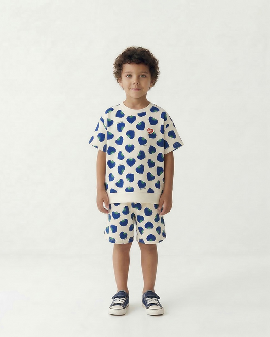 [SET] Navy Berry Pattern Shorts