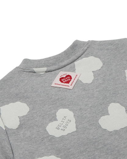 [BABY SET] Grey BB Heart Pattern Jumpsuit & Bonnet