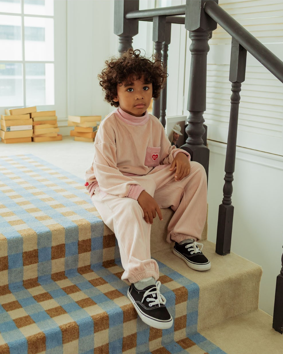 [SET] Pink BB Heart Velour Half Neck Jogger