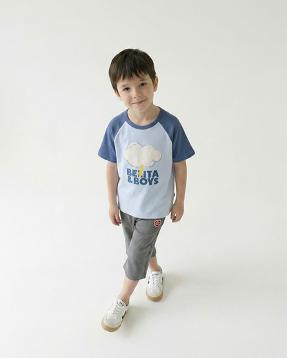 Grey BB Heart Color Block Polysucker Crop Pants