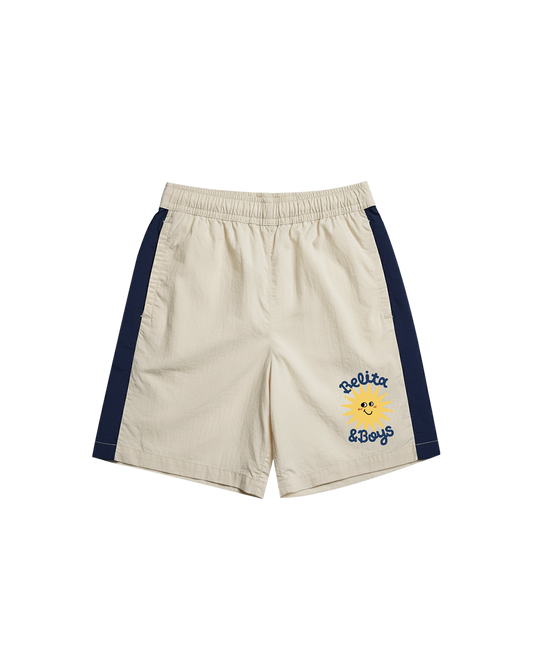 Cream Sun Color Block Shorts