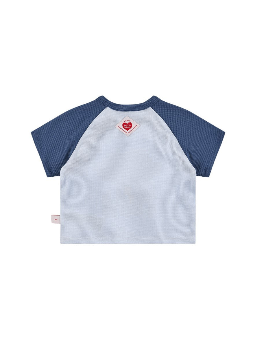 [BABY SET] Light Blue Cloud Color Block Waffle Shorts