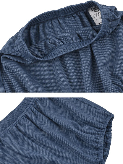 [BABY SET] Light Blue Cloud Color Block Waffle Shorts