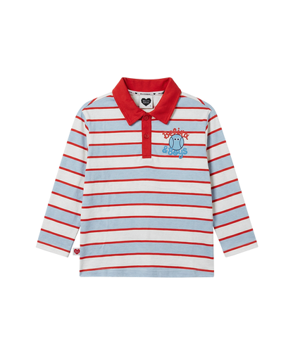 Light Blue Tennis Multi Stripe Rugby Shirt