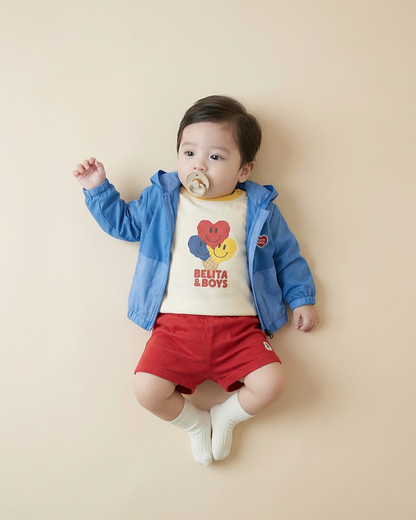 BABY Blue BB Heart Hooded Windbreaker