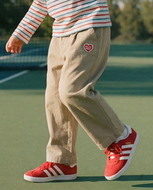 Beige BB Heart Woven Pants