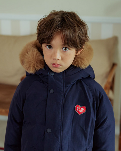 Navy Duck Down Fur Hooded Taslan Jumper