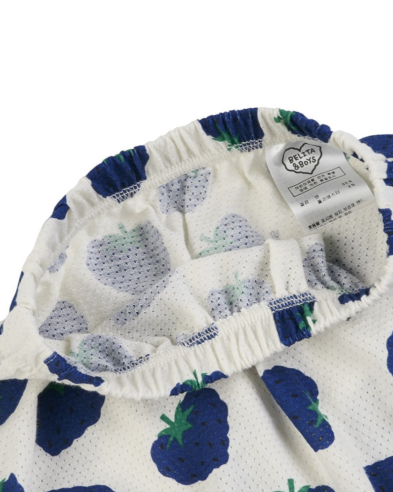 [BABY SET] Blue Berry Pattern Mesh Sleeveless Shorts