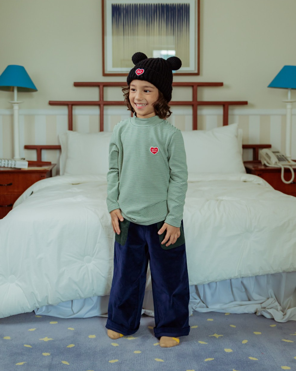 Black BB Heart Bear Beanie