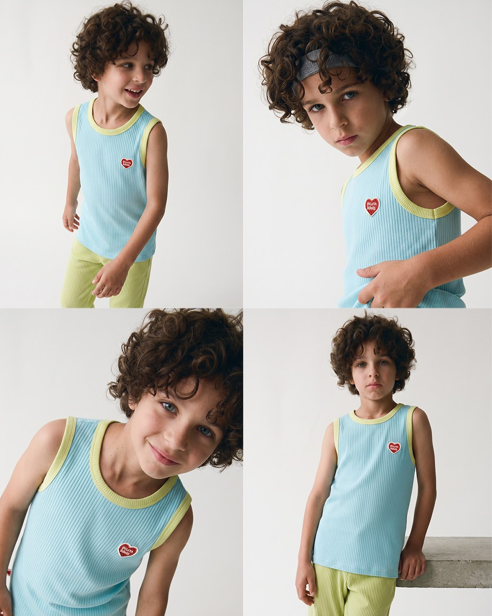 [SET] Light Blue BB Heart Two-Tone Sleeveless One Mile