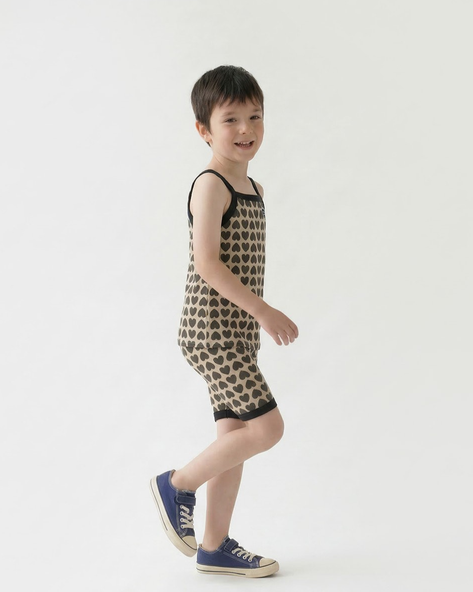 Charcoal BB Heart Pattern One Mile Shorts