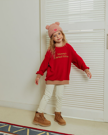 Red Mommy Color Block Knit Sweater
