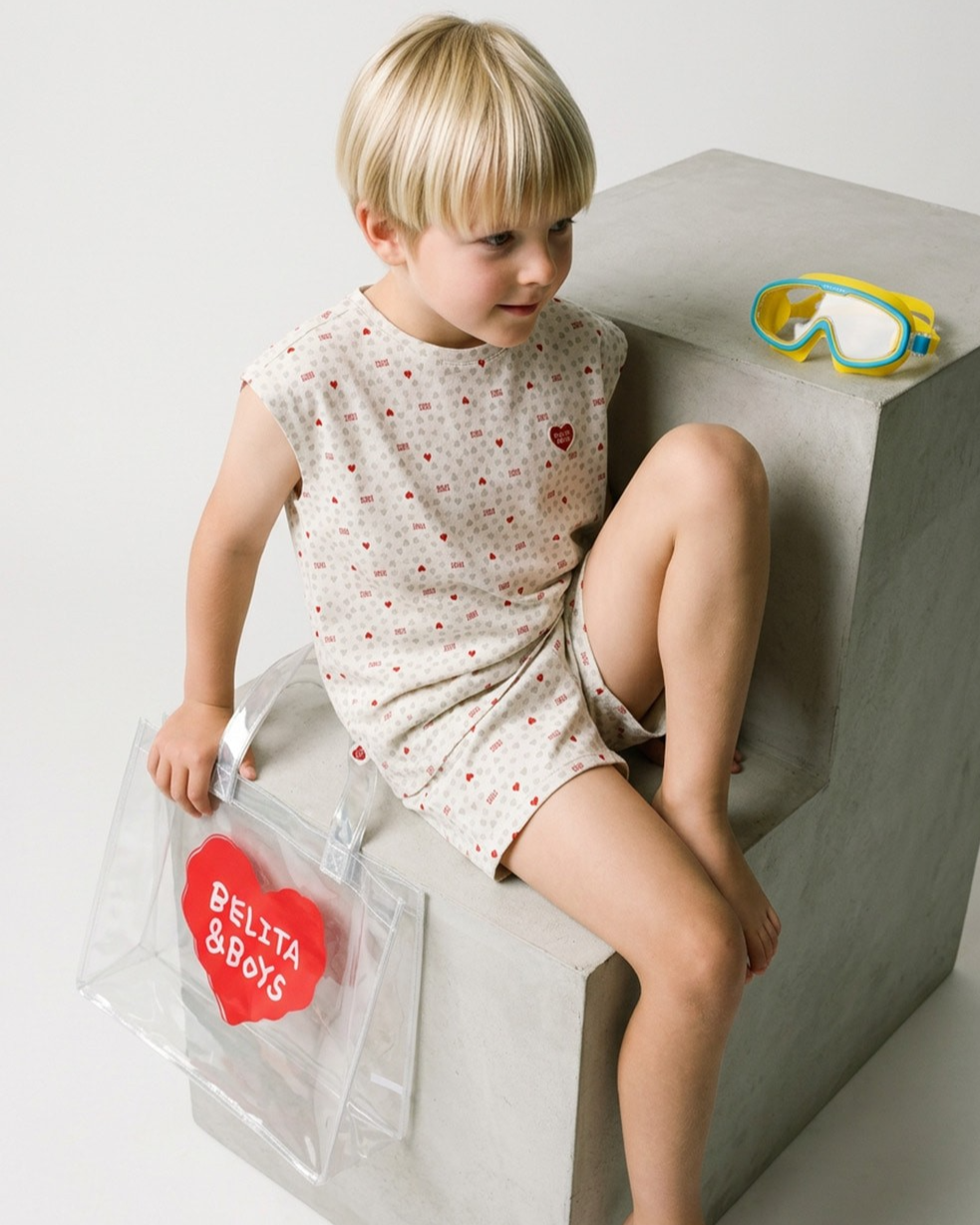 [SET] Light Grey Heart Star Mesh Sleeveless Shorts