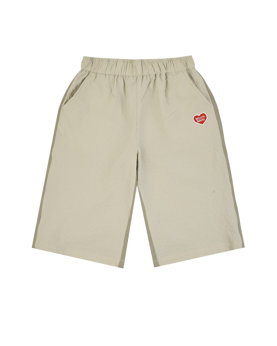 Light Beige BB Heart Color Block Polysucker Crop Pants